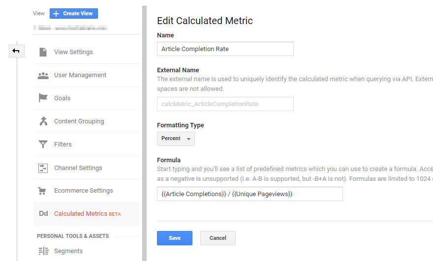 Edit calculated metric