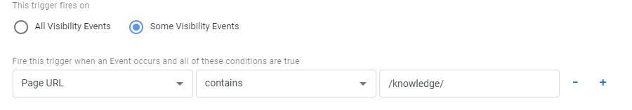 Element Visibility Trigger Settings