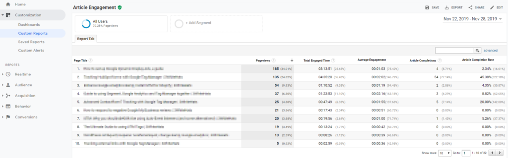 Knowledge section